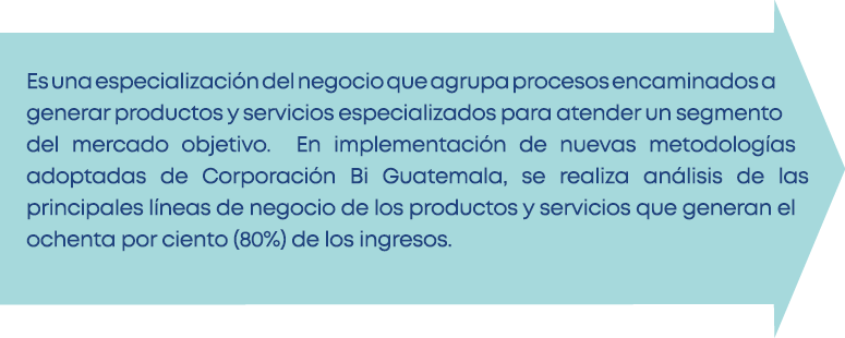 Es una especialización del negocio que agrupa procesos encaminados a generar productos y servicios especializados par   
