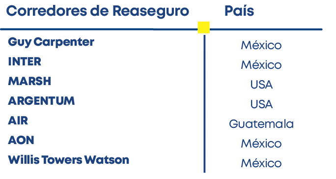 Guy Carpenter INTER MARSH ARGENTUM AIR AON Willis Towers Watson ,País,Corredores de Reaseguro,