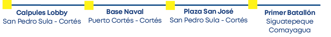 Primer Batallón Siguatepeque Comayagua ,Plaza San José San Pedro Sula - Cortés ,Base Naval Puerto Cortés - Cortés ,Ca   