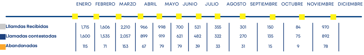  ,ENERO FEBRERO MARZO ABRIL MAYO JUNIO JULIO AGOSTO SEPTIEMBRE OCTUBRE NOVIEMBRE DICIEMBRE,Lllamdas Recibidas Llamada   