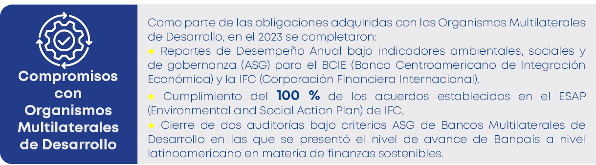  Compromisos con Organismos Multilaterales de Desarrollo, Como parte de las obligaciones adquiridas con los Organismo...