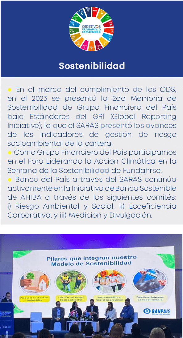 l En el marco del cumplimiento de los ODS, en el 2023 se present la 2da Memoria de Sostenibilidad de Grupo Financie...