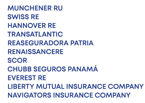 MUNCHENER RU SWISS RE HANNOVER RE TRANSATLANTIC REASEGURADORA PATRIA RENAISSANCERE SCOR CHUBB SEGUROS PANAM EVEREST ...