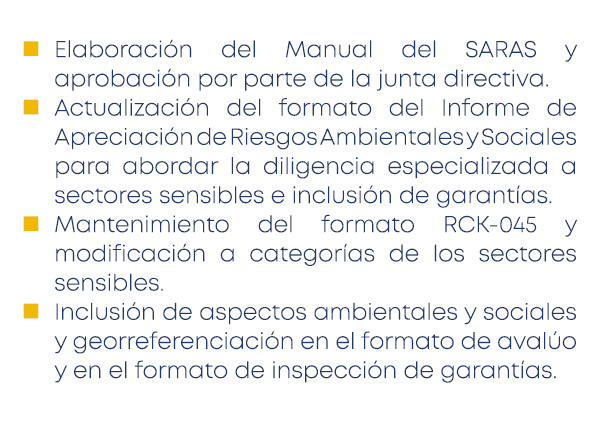 ■ Elaboraci n del Manual del SARAS y aprobaci n por parte de la junta directiva. ■ Actualizaci n del formato del Info...