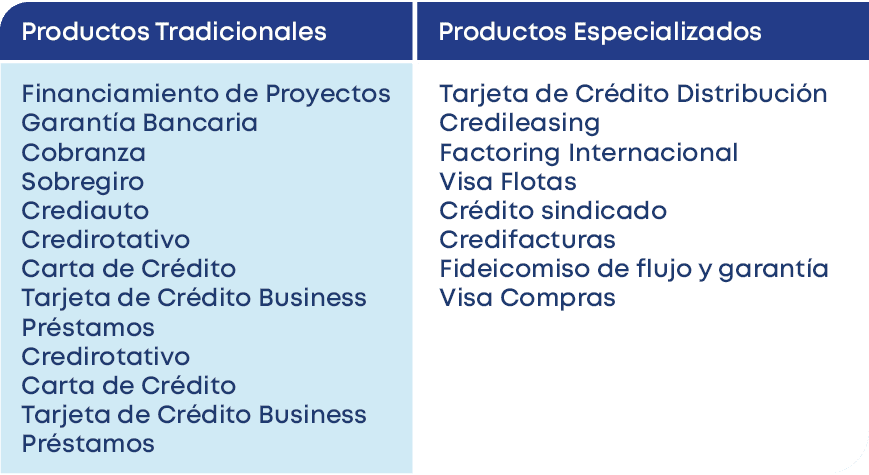 Financiamiento de Proyectos Garant a Bancaria Cobranza Sobregiro Crediauto Credirotativo Carta de Cr dito Tarjeta de ...