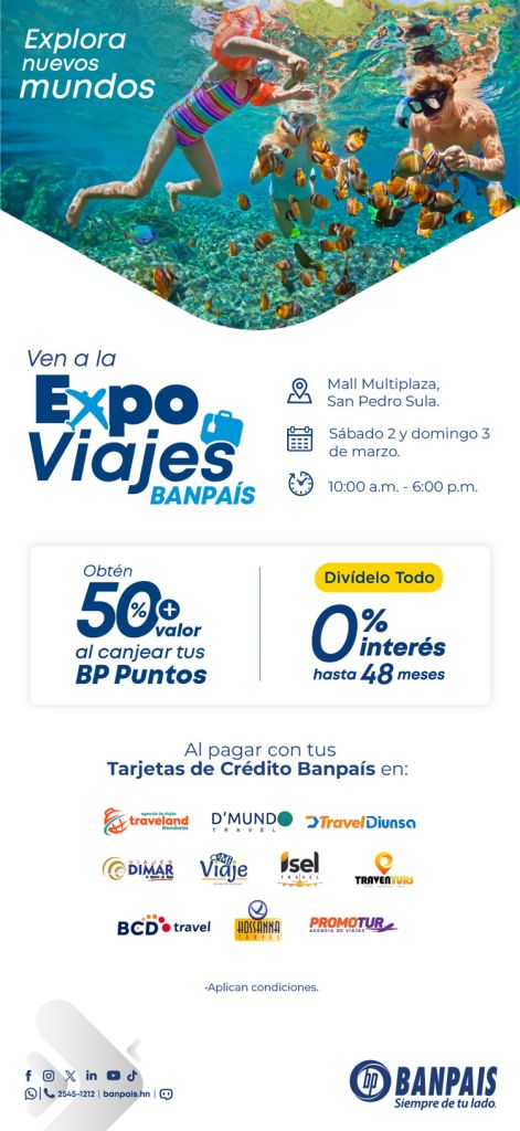 ¡Te esperamos en la Expo Viajes Banpaís en Mall Multiplaza SPS!