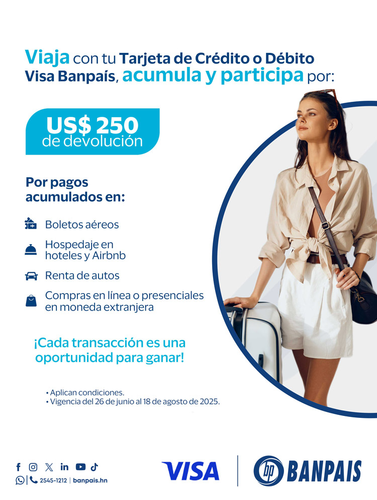 Gana US$ 250 de devolución con tus Tarjetas Visa Banpaís